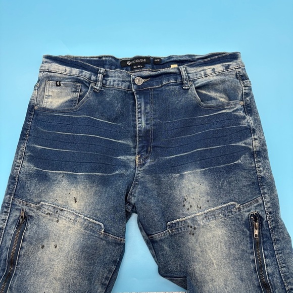 Rocawear Y2K Jeans Mens 38” Dark Blue  Skinny Distressed Grunge Streetwear Skate - Picture 7 of 10